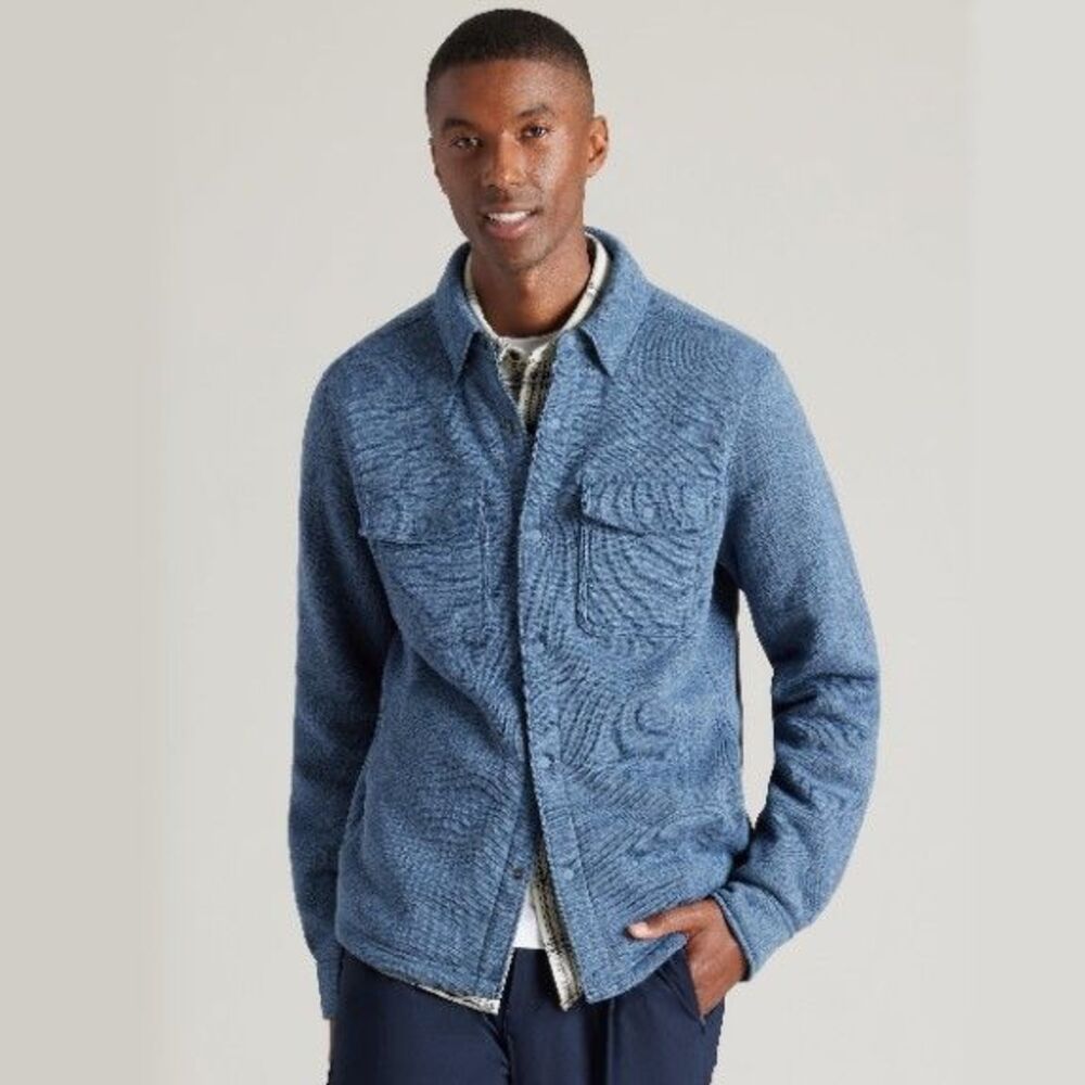 Rhone Fleece Shacket Large Shirt Jacket Indigo Blue Snap NBA All Stars $168 NWT - Picture 12 of 16